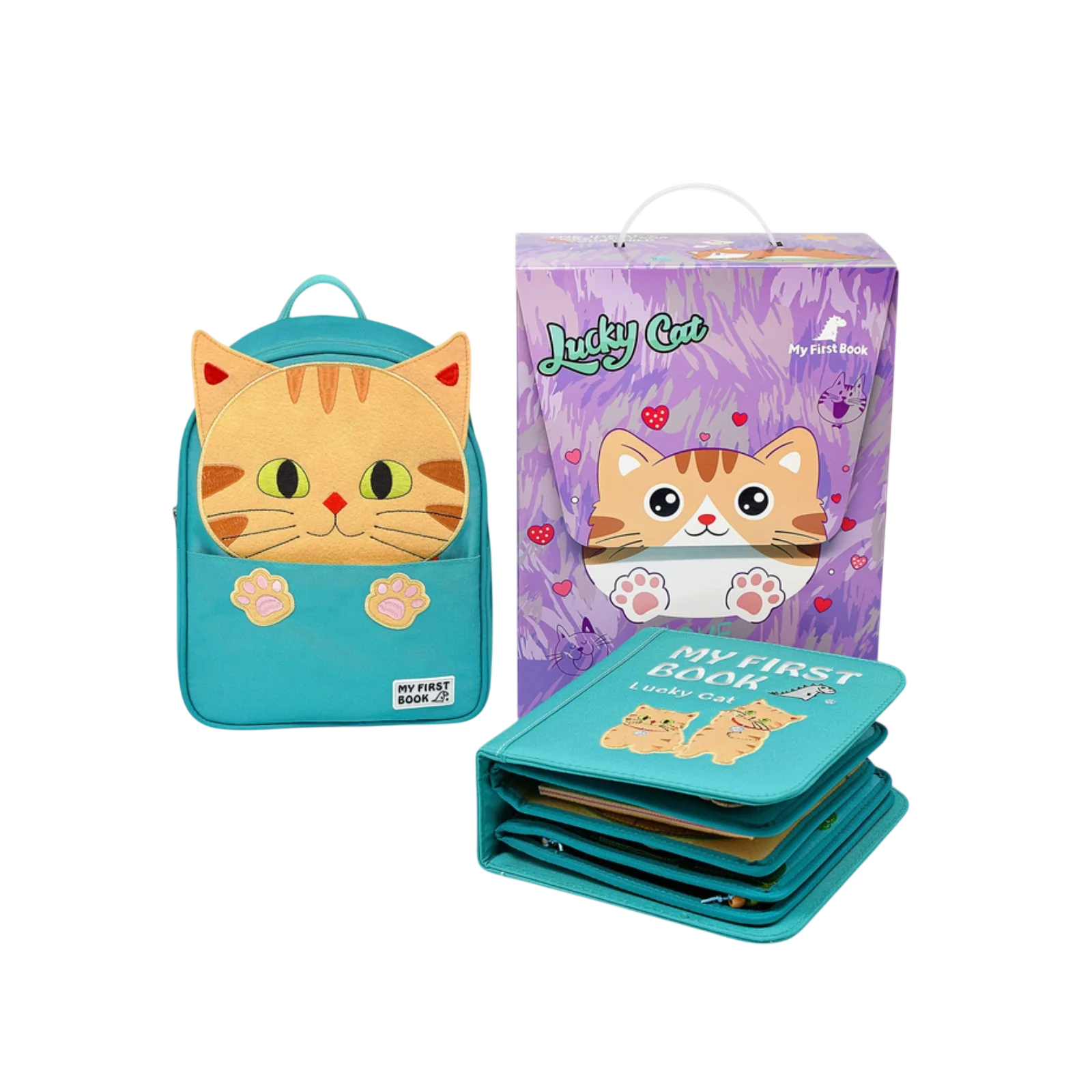Lucky Cat Quiet Book Montessori Libro in Stoffa 8 Pagine