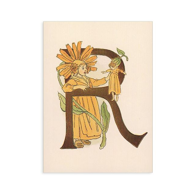 Ottilia Adelborg Alfabeto fiorito cartolina lettera R