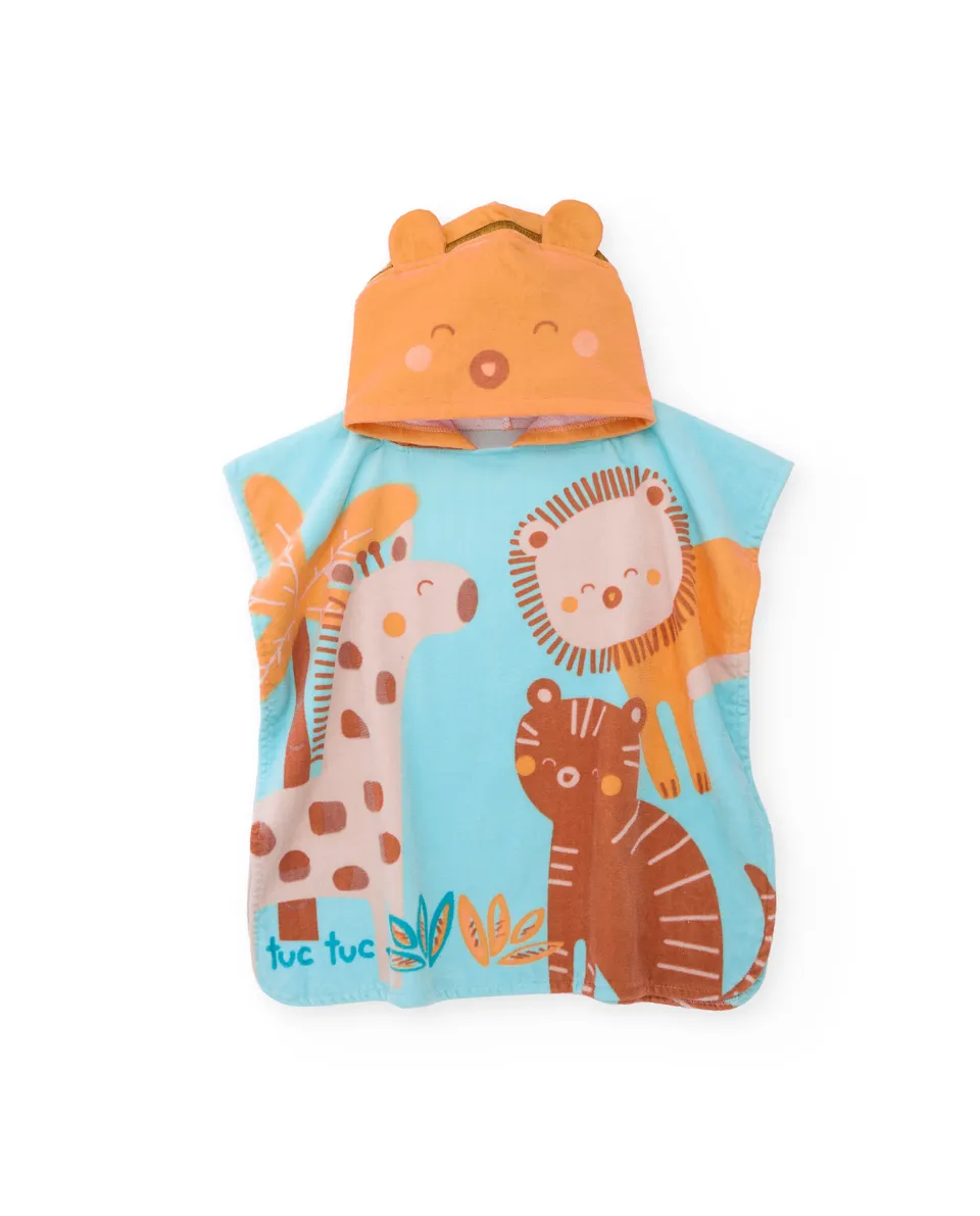 Tuc Tuc Poncho Mare Neonato Cappuccio Animali Blu