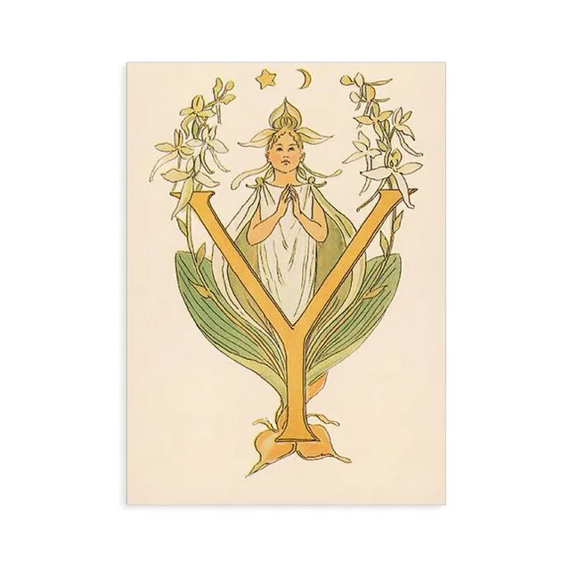 Ottilia Adelborg Alfabeto Fiorito cartolina lettera Y