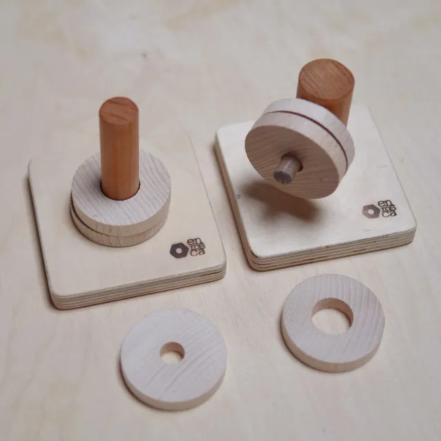 Enrosca Set 2 impilo gioco montessori legno 18 mesi