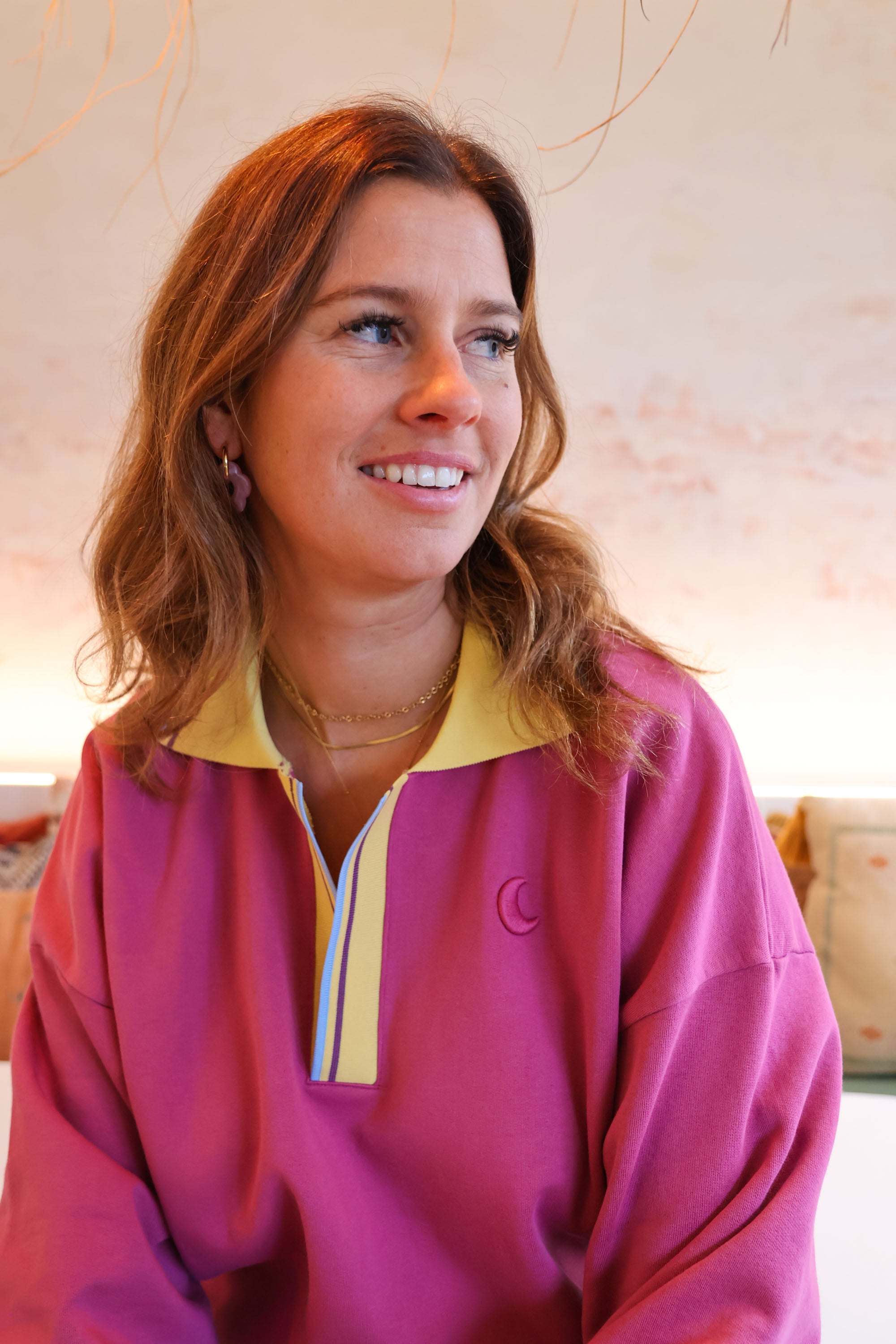 Ella and Rapha Moon polo felpa rosa donna berry pink