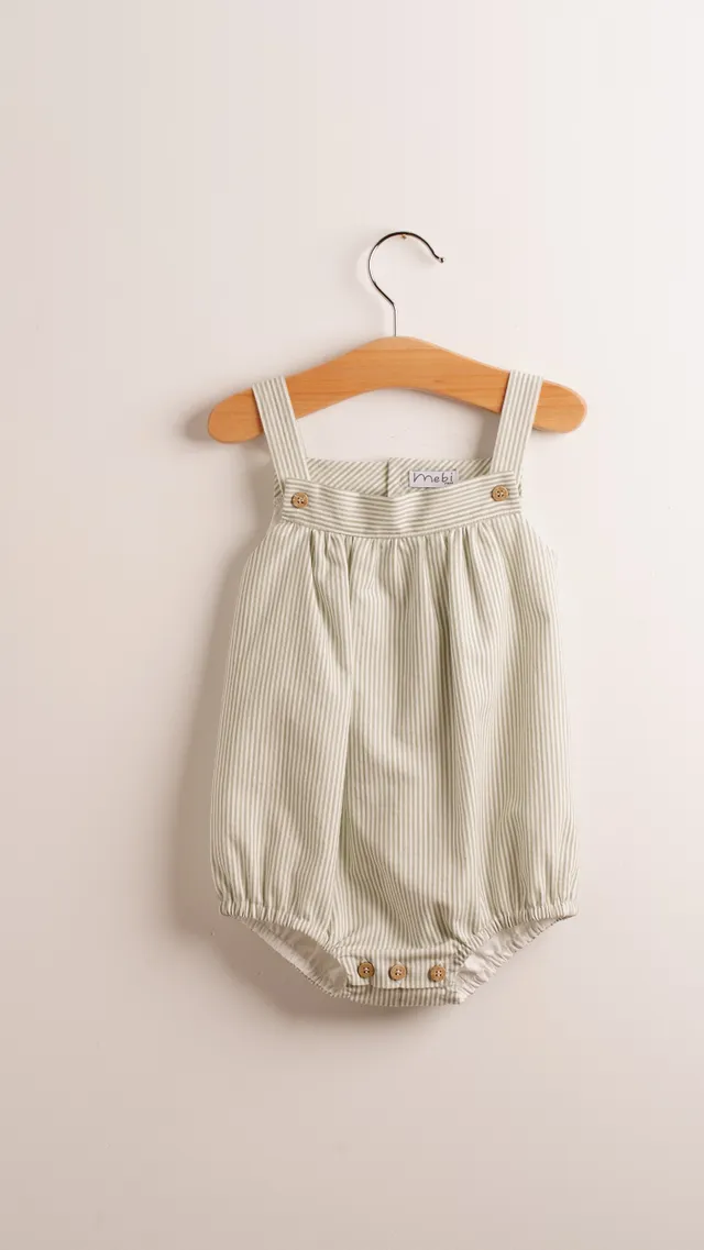 Mebi righe pagliaccetto neonato verde cotone