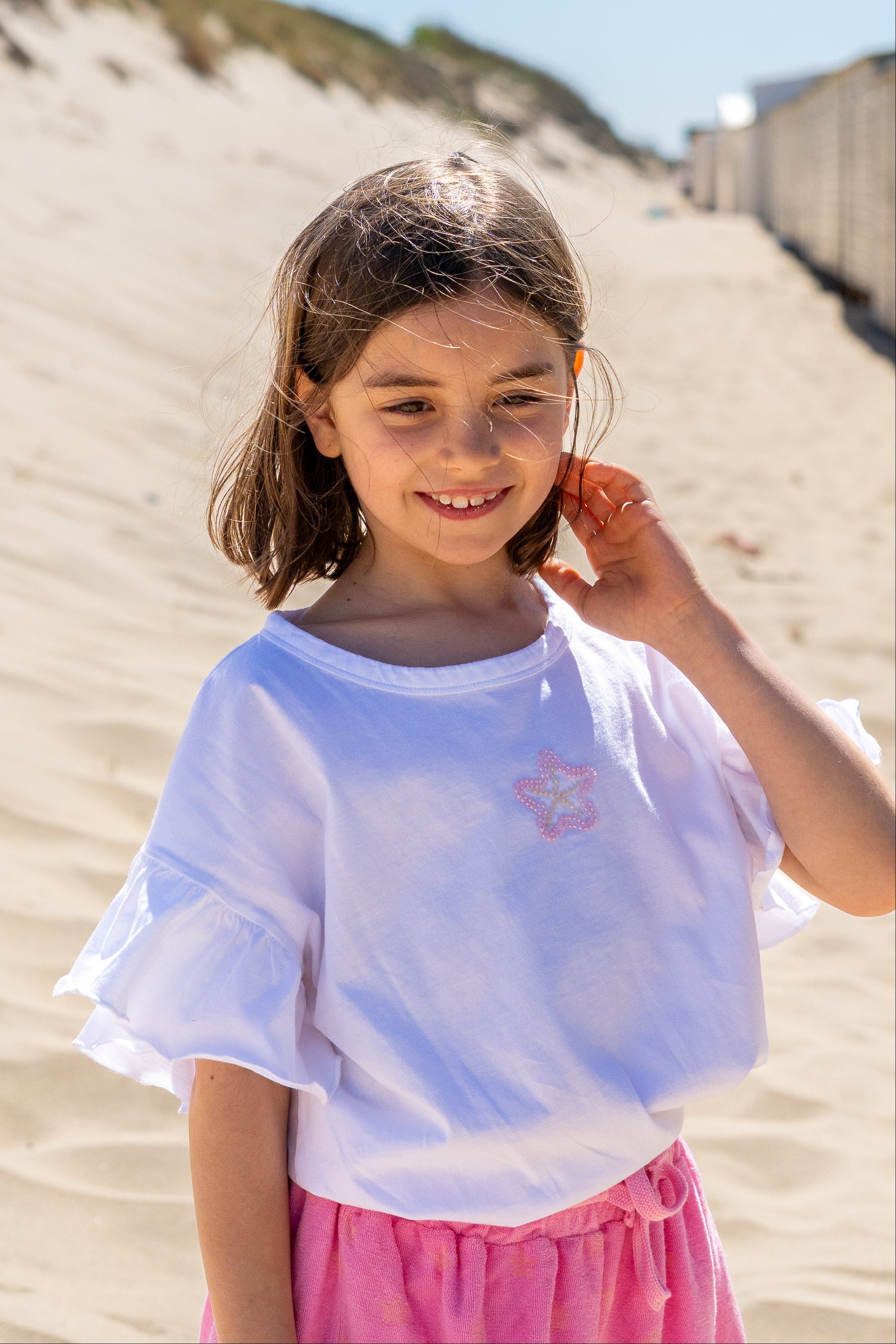 Ella and Rapha Starfish t-shirt bimba bianca loose fit