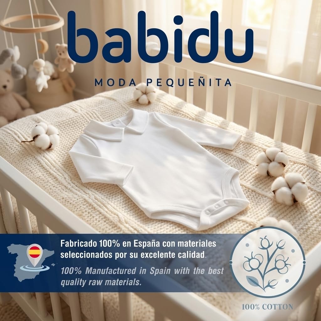 Babidu body maniche lunghe collo polo bianco 3 mesi