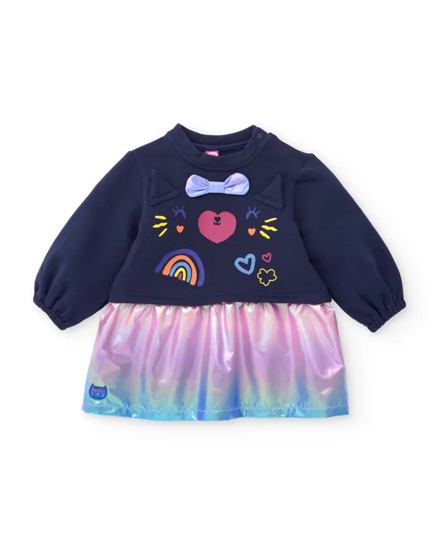 Tuc Tuc vestito pile bimba blu gatto arcobaleno