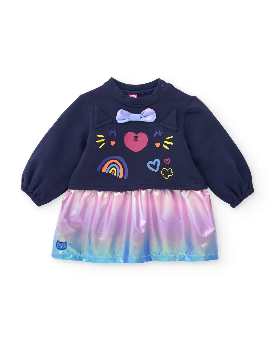 Tuc Tuc vestito pile bimba blu gatto arcobaleno
