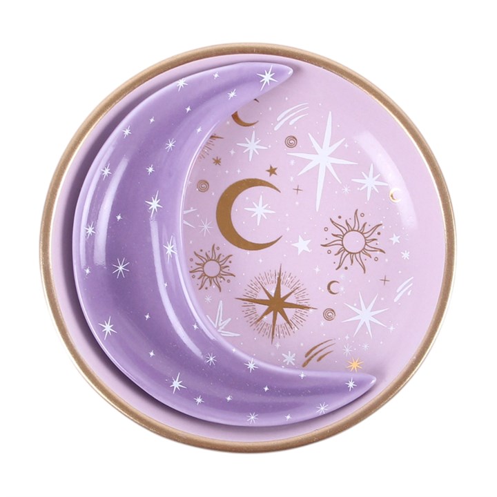 Moon piattini portagioie lilla set 2 pezzi ceramica