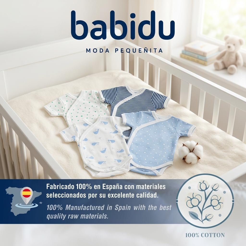 Babidu Set 4 Body Incrociati Manica Corta Cotone Traspirante