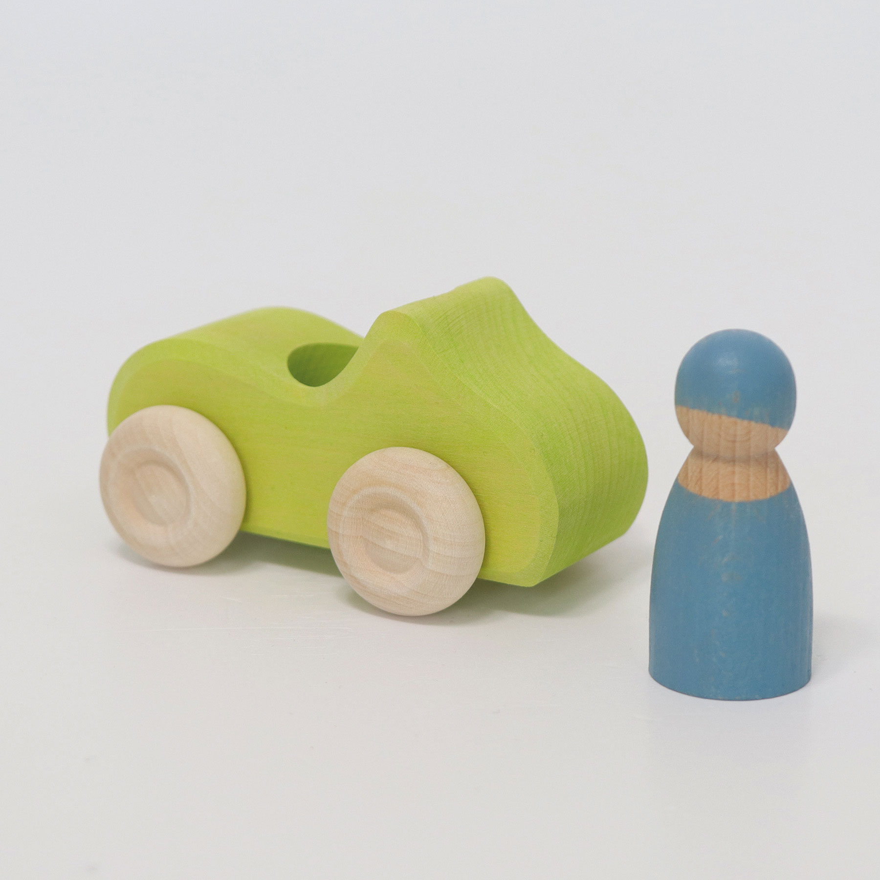 Grimm's Piccola Cabrio Verde macchinina legno con amico