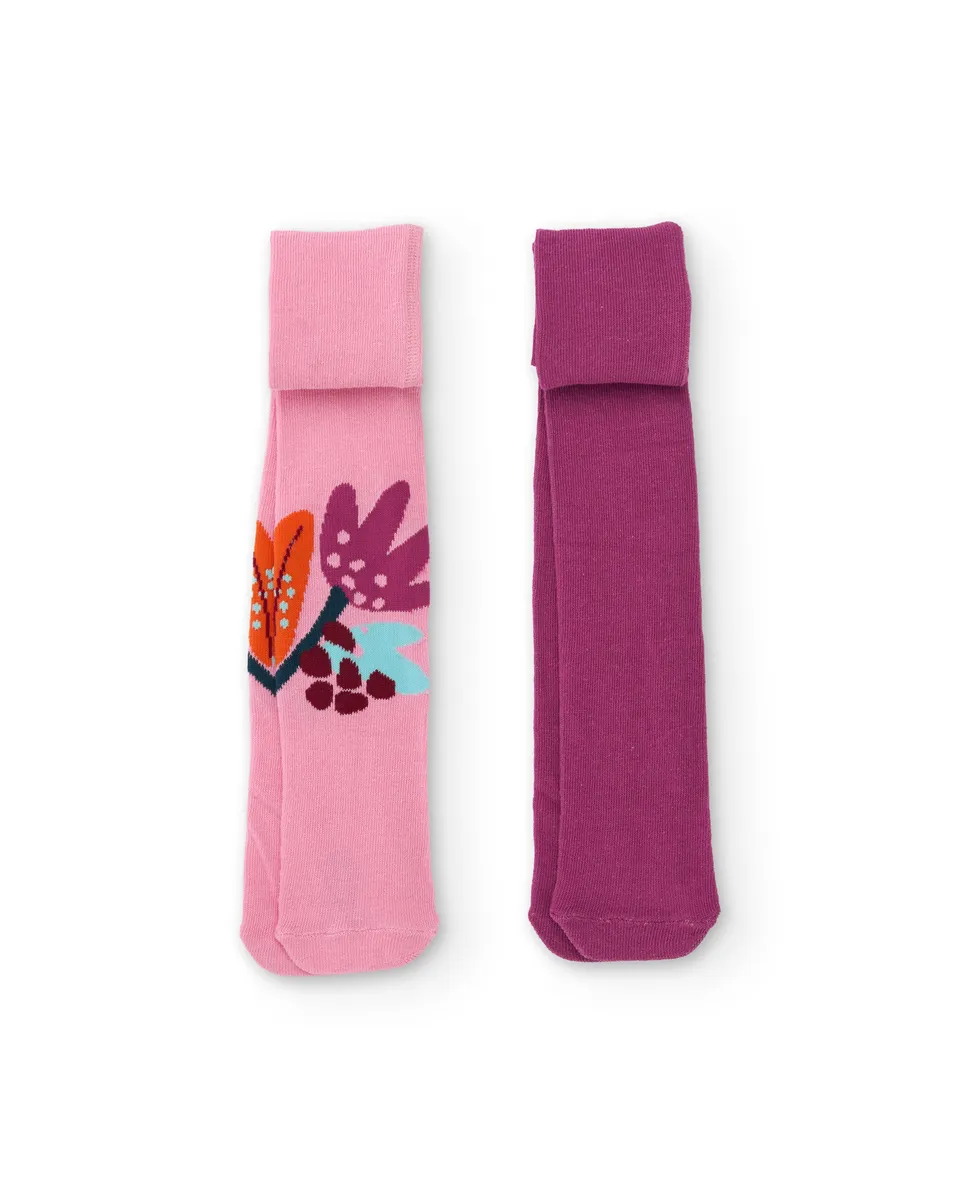 Tuc Tuc collant bambina fiori rosa fucsia cotone 2 paia