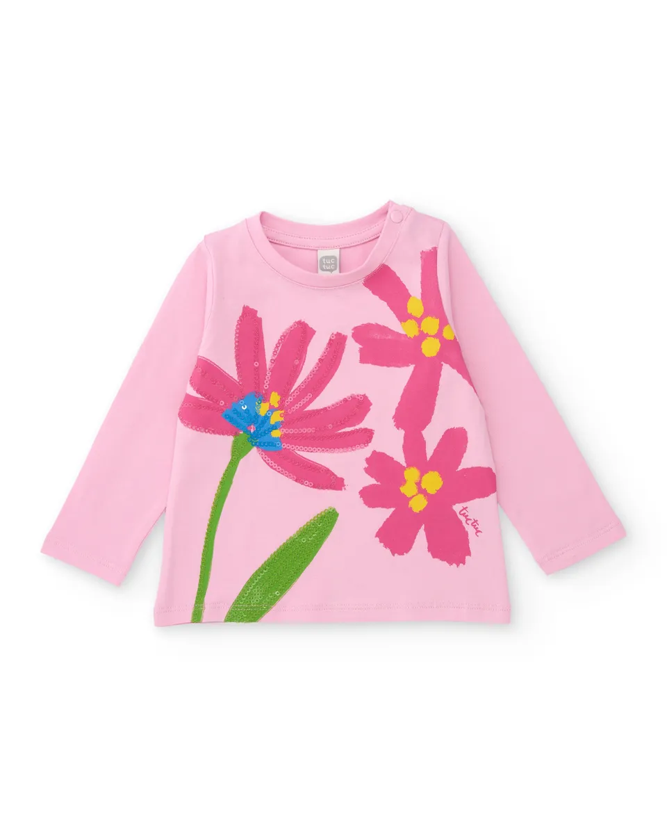 Tuc Tuc maglietta bambina fiori lurex rosa