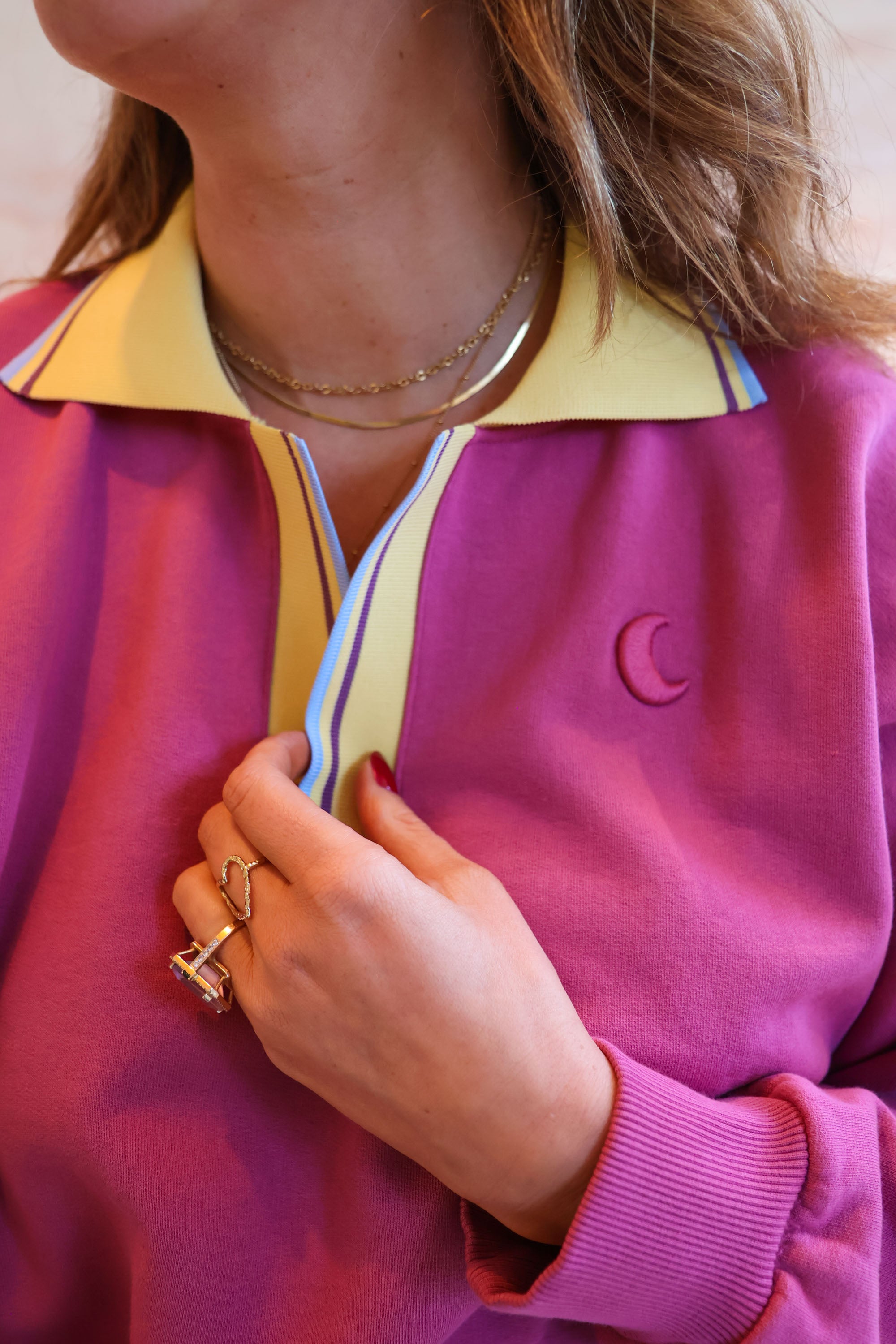 Ella and Rapha Moon polo felpa rosa donna berry pink