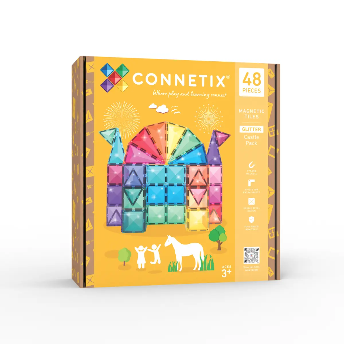 Connetix Castle Pack Costruzioni Magnetiche Glitter 48 Pezzi