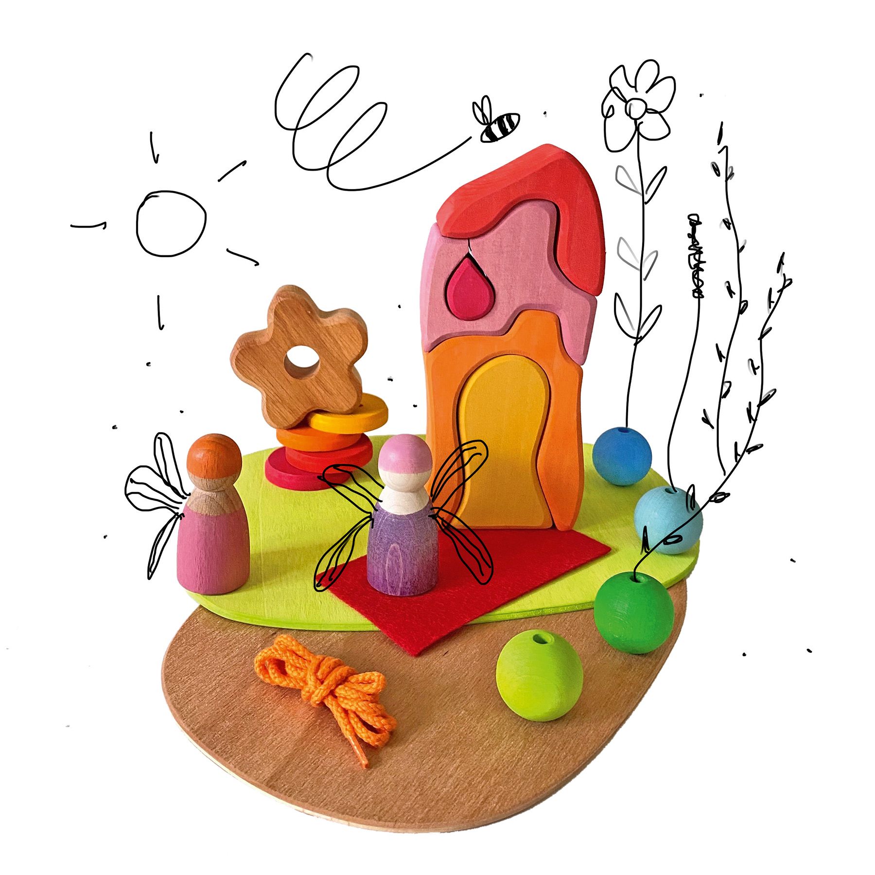 Grimm's Mini Mondo Play down by the meadow set gioco