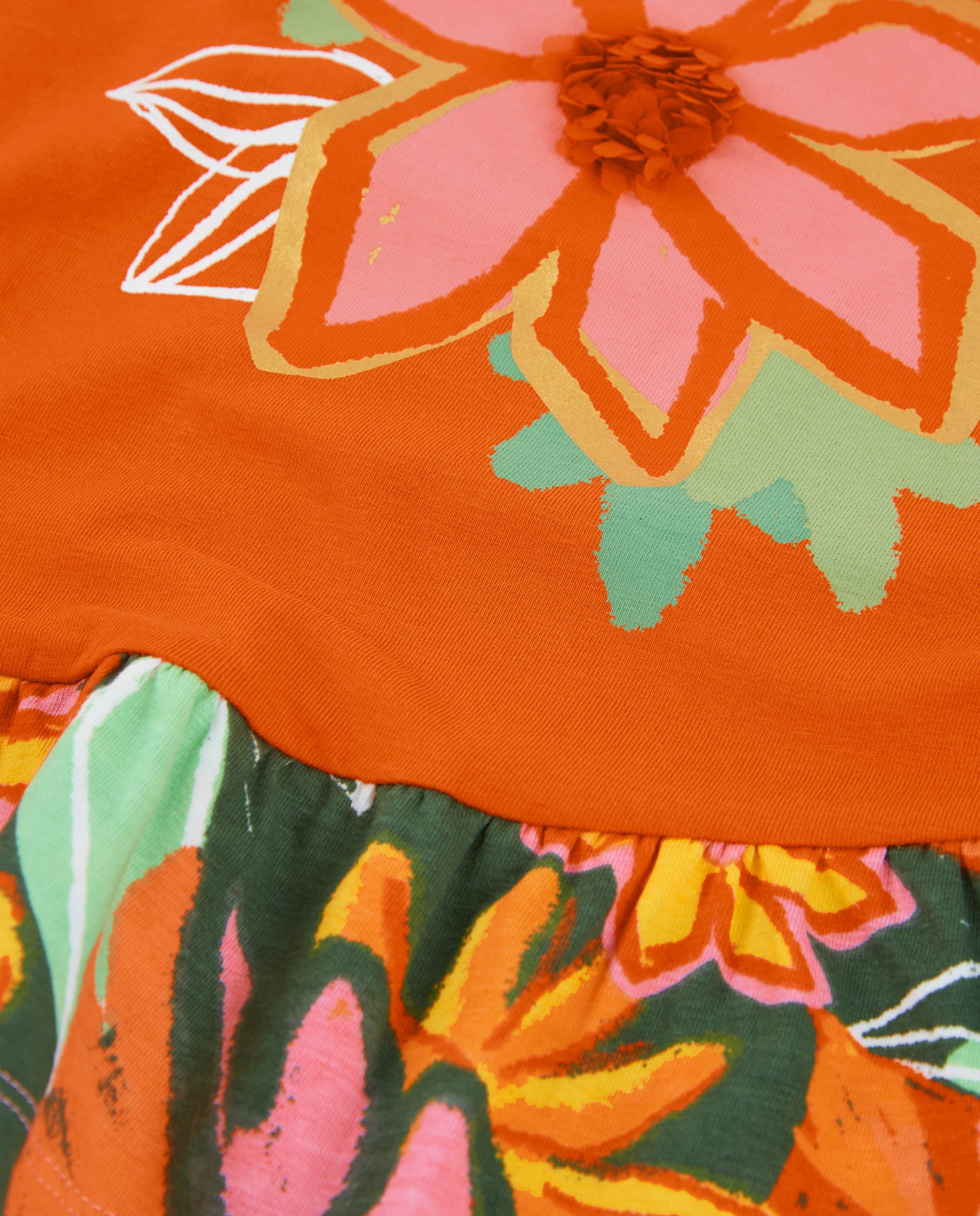 Tuc Tuc vestito bambina arancione con stampa fiori