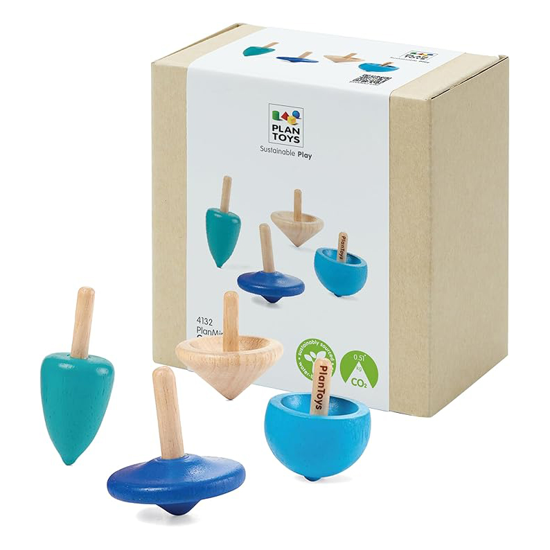 Plan Toys Mini Game trottole legno set 4 pezzi