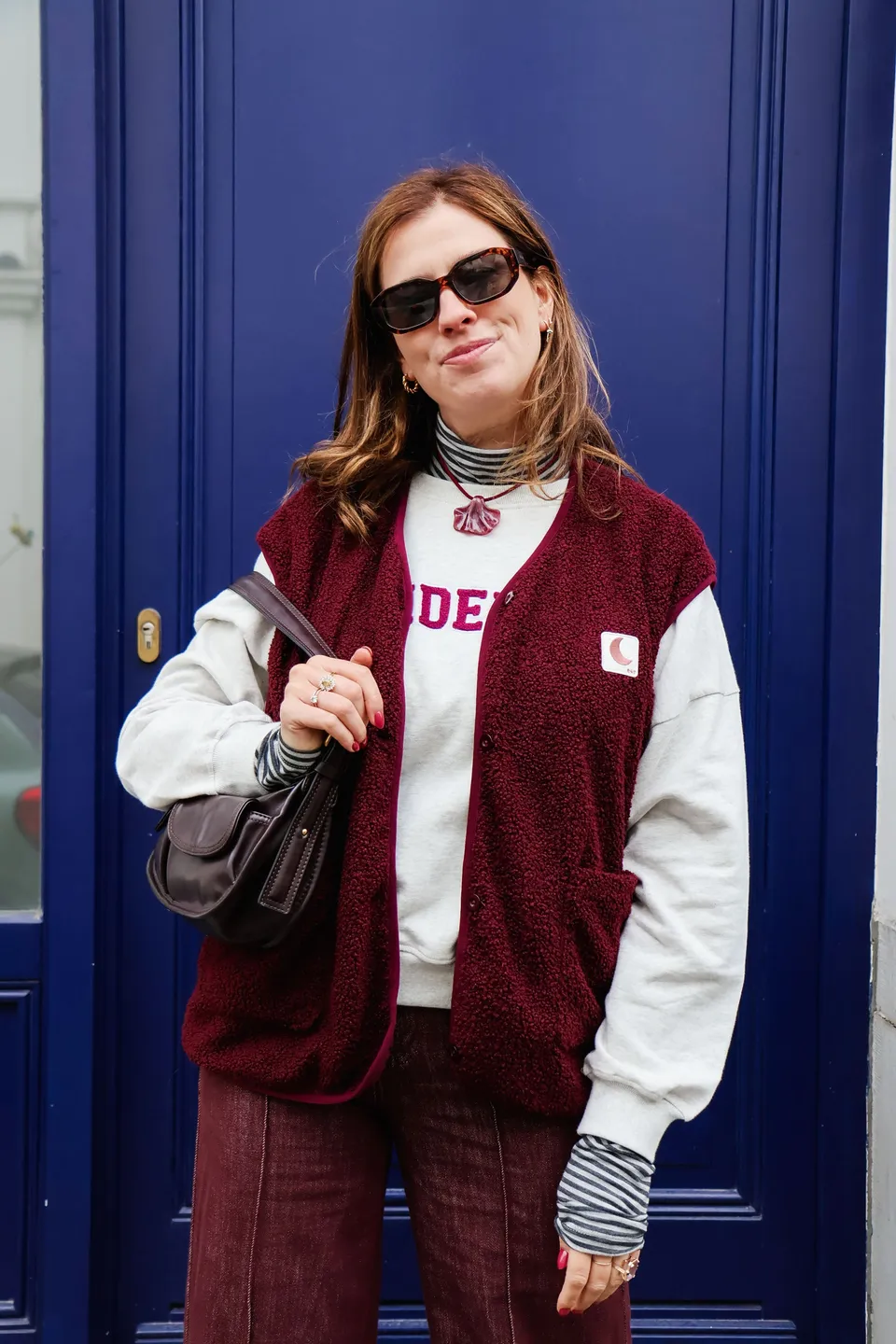 Ella and Rapha Teddy gilet bordeaux donna poliestere