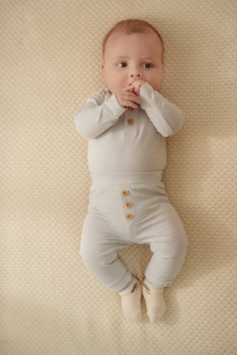 Little Dutch pantalone neonato azzurro cotone bio jacquard