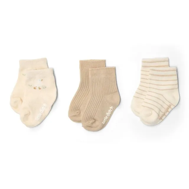 Little Dutch Piccola Oca calzini neonato 3 paia beige cotone bio