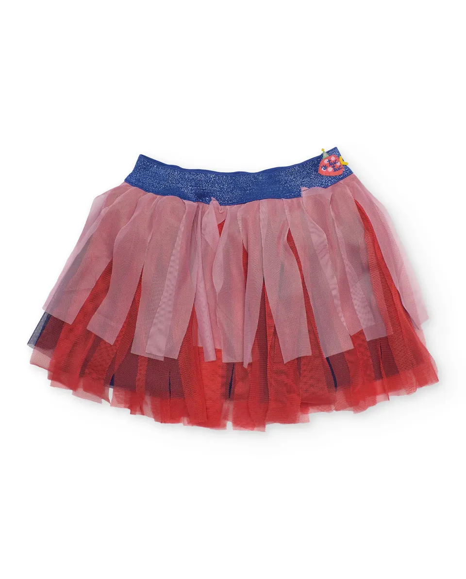 Tuc Tuc gonna bambina rossa tulle a strati elastico