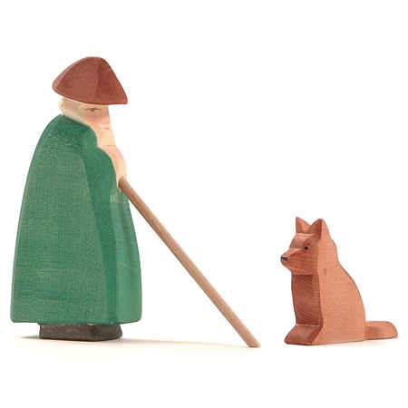Ostheimer Cane Pastore Seduto Figura Legno 7,5 cm