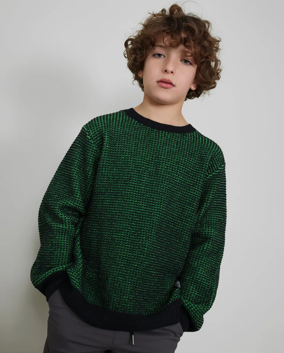 Tuc tuc maglione bambino girocollo verde maglia calda