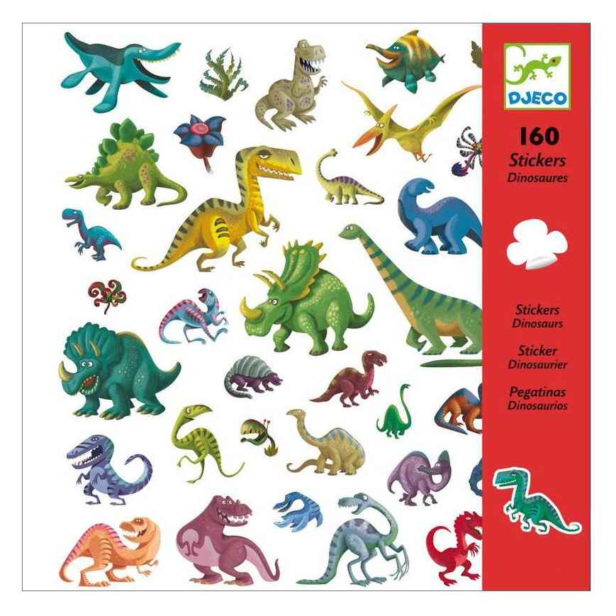 Djeco Dinosauri cartella 160 stickers carta FSC