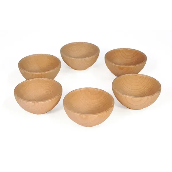 Bauspiel set 6 ciotole legno 9 cm colorate