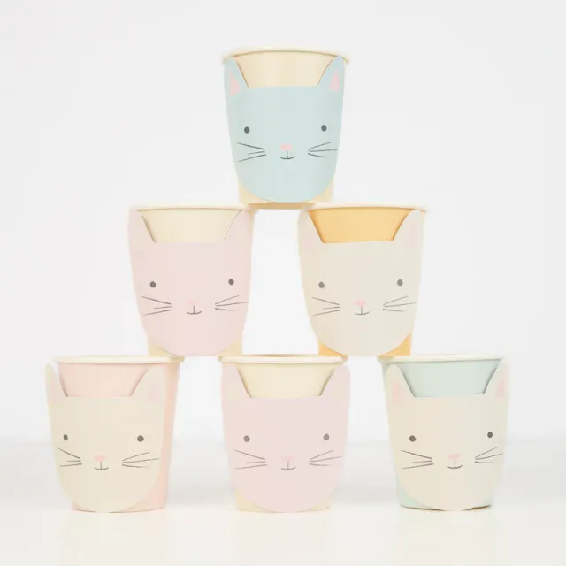 Meri Meri Gatto Bicchieri Carta 8 pz 256 ml Pastello