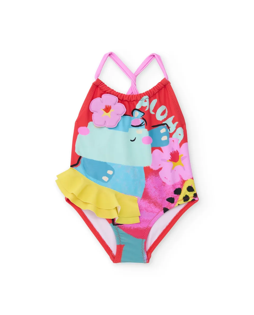 Tuc tuc costume intero bambina rosso con volant
