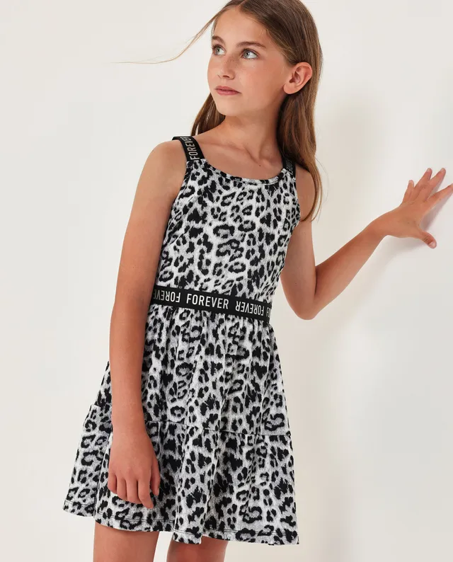 Tuc Tuc vestito bambina nero animalier bretelle elastiche