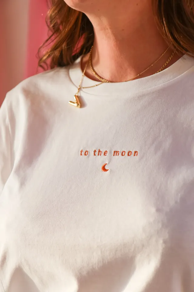 Ella and Rapha To The Moon t-shirt donna avorio cotone bio