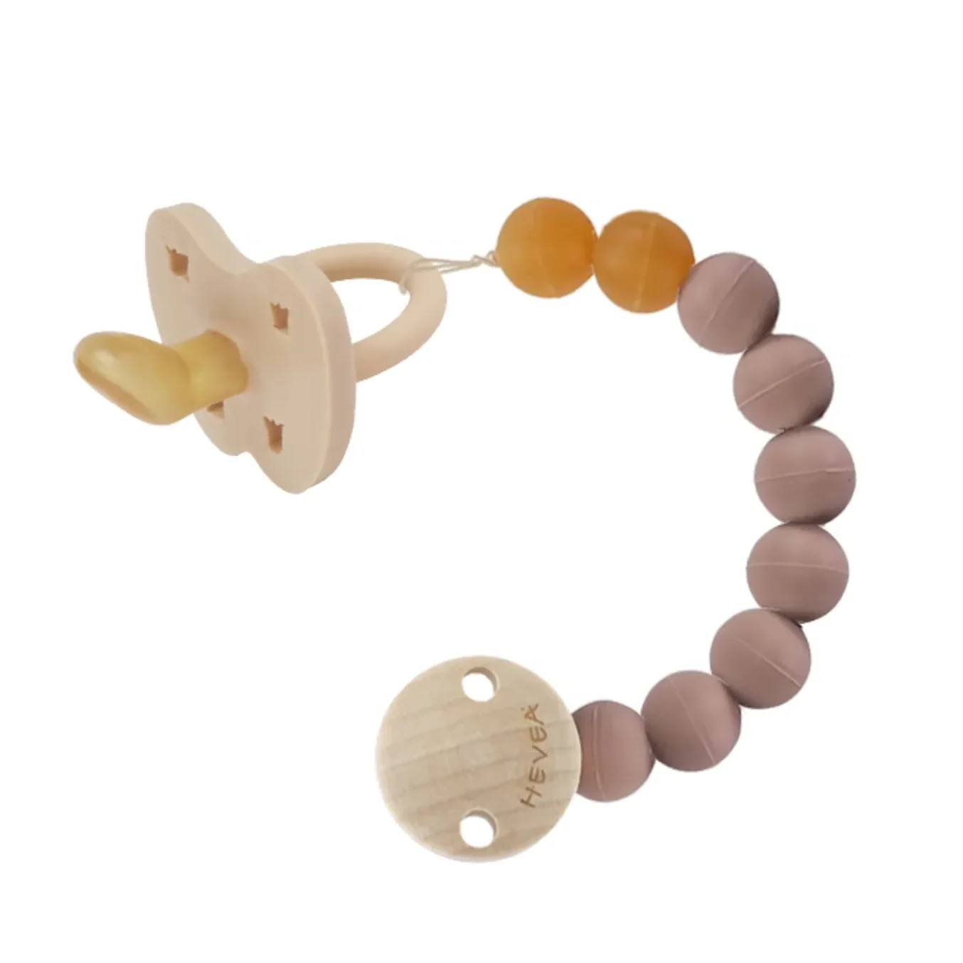 Hevea Catenella Porta-Ciuccio Gomma Beige Tan