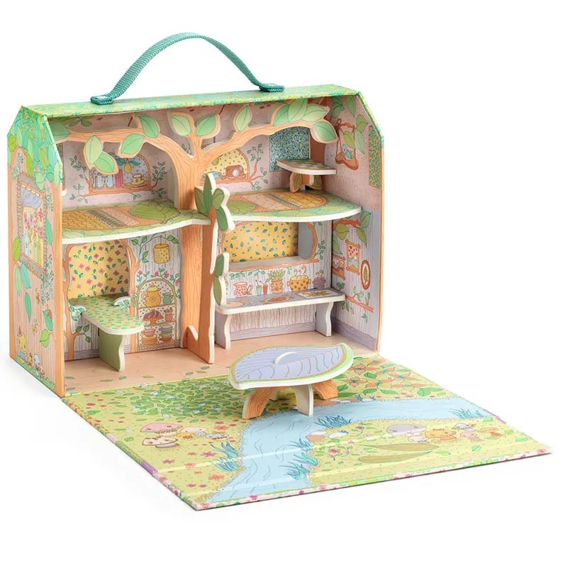 Djeco Tinyly Sylvia Fox House personaggio vinile con valigetta