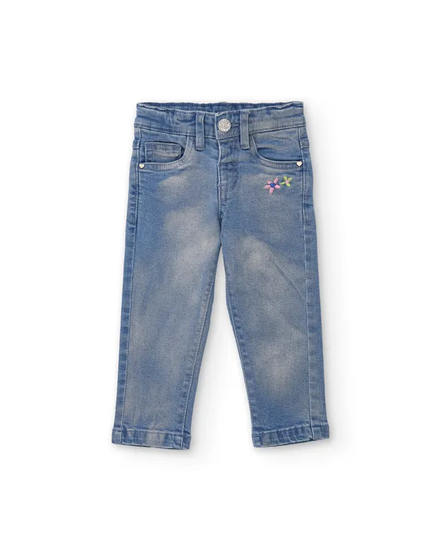 Tuc Tuc jeans bambina denim ricamo fiori