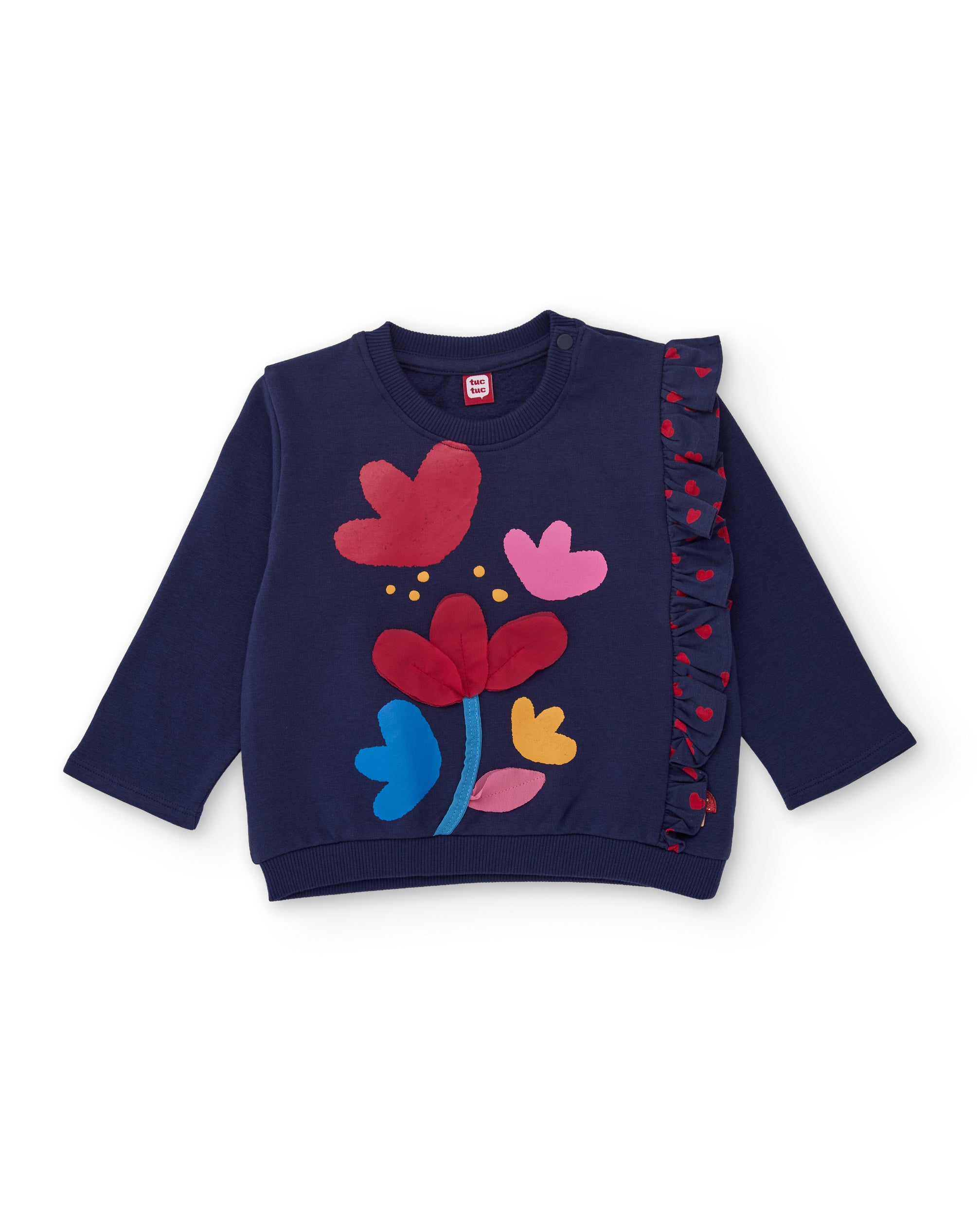 Tuc Tuc felpa bambina blu fiori volant calda