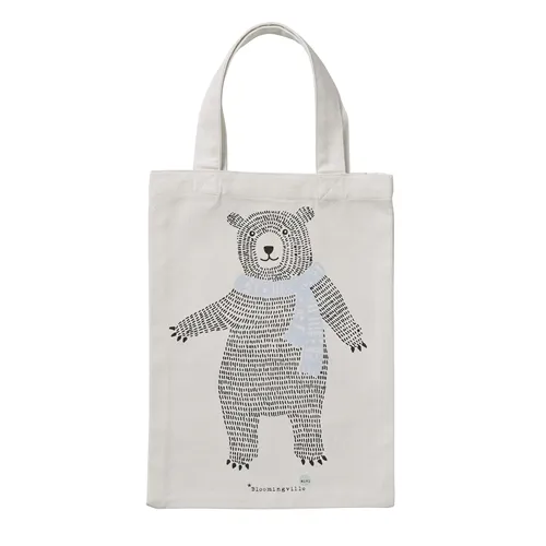 Bloomingville Mini Orso borsa cotone bianca 25x35 cm