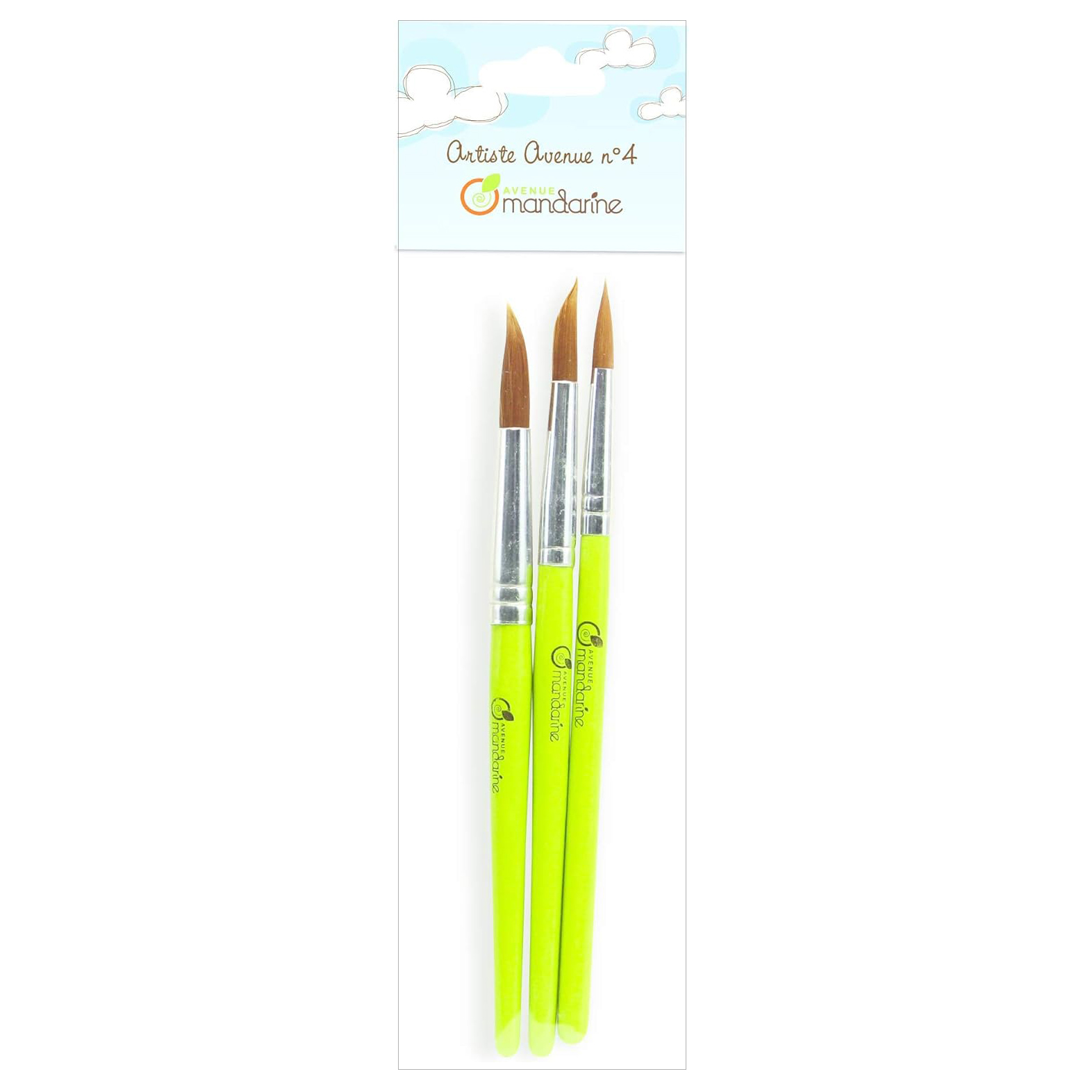 Avenue Mandarine set 3 pennelli punta tonda per bambini