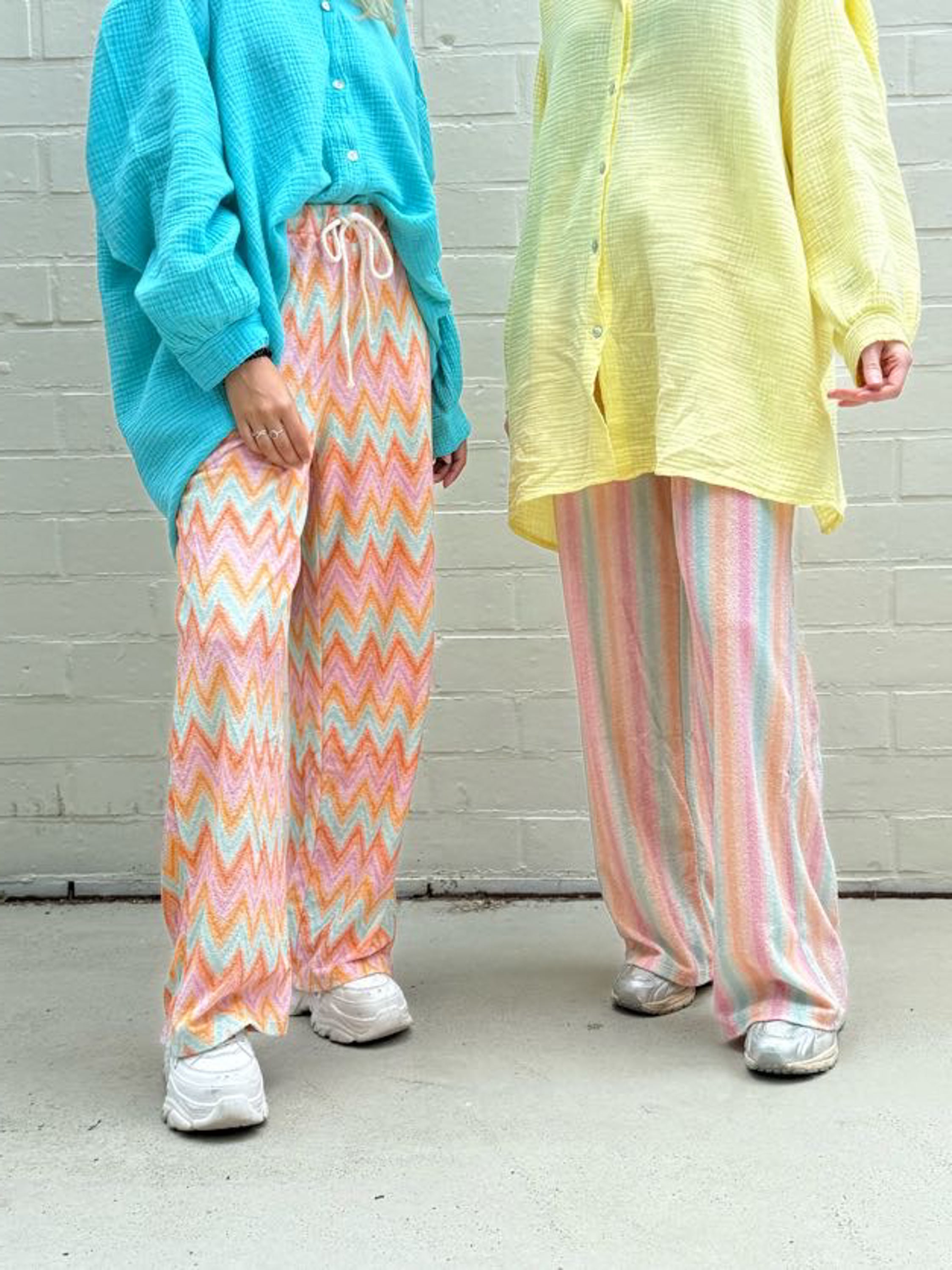 Ella and Rapha OLIVIA ROZY stripes pantaloni arancioni in spugna