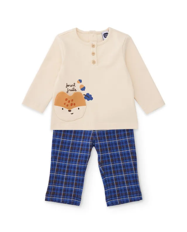 Tuc tuc completo neonato bimbo blu camicia bosco quadri