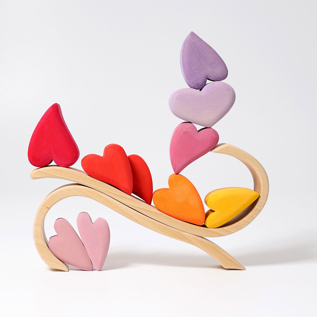 Grimm's Set Costruzioni Cuore Rosso Legno 11 Pezzi