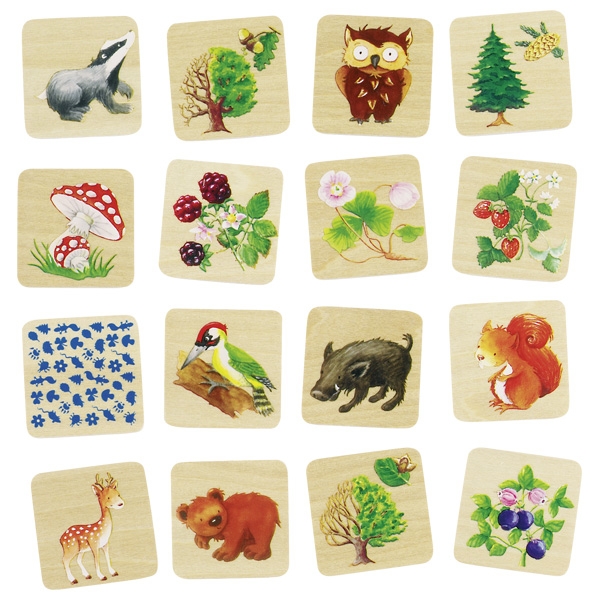 Goki Memory Animali del Bosco gioco legno tessere 5 cm