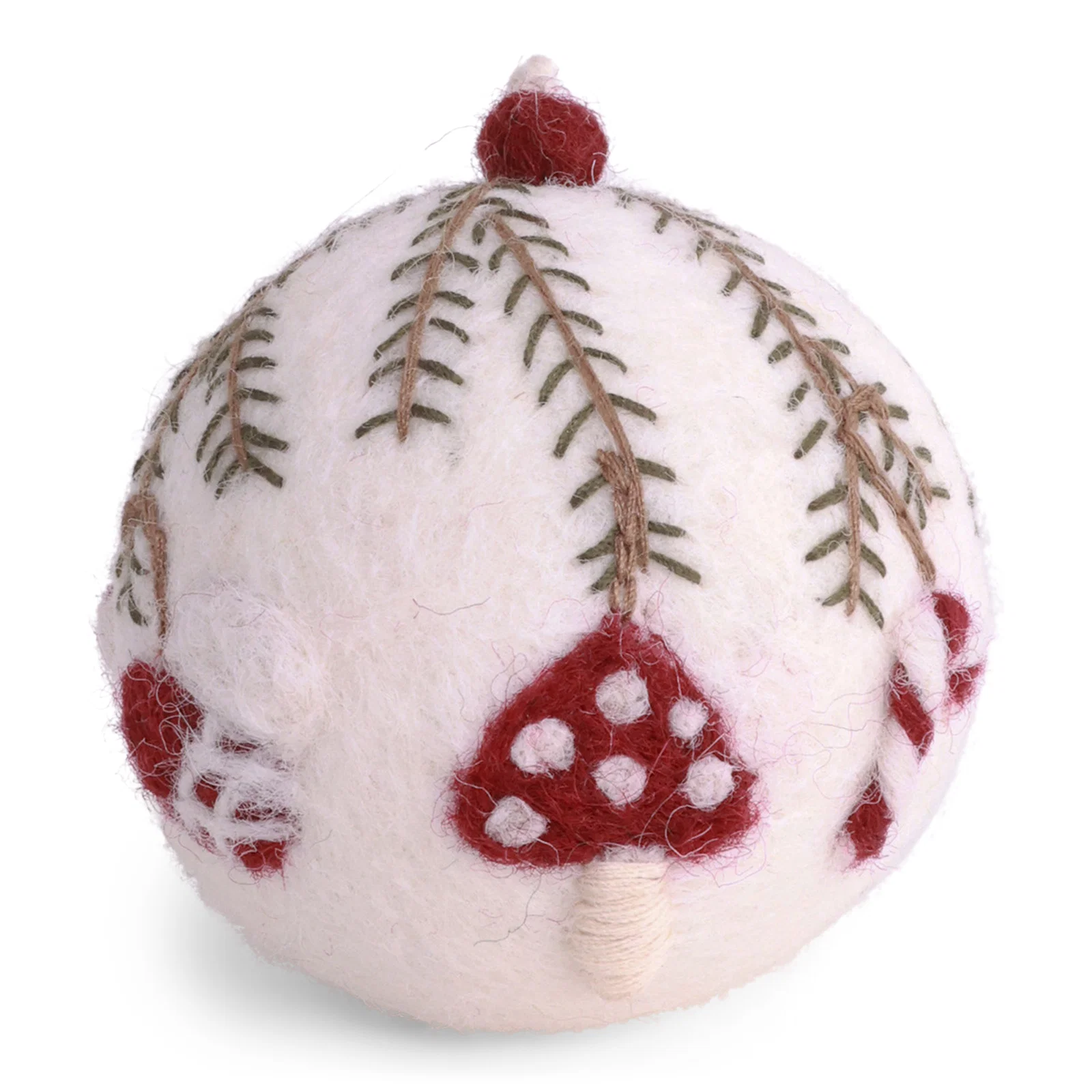 Gry & Sif Pallina di Natale Bianca pendente feltro 6 cm lana