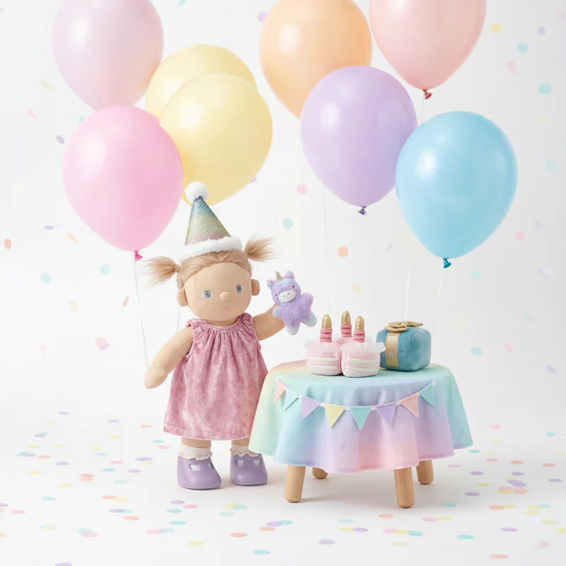 Olli Ella Dinkum Dolls Happy Birthday set accessori festa