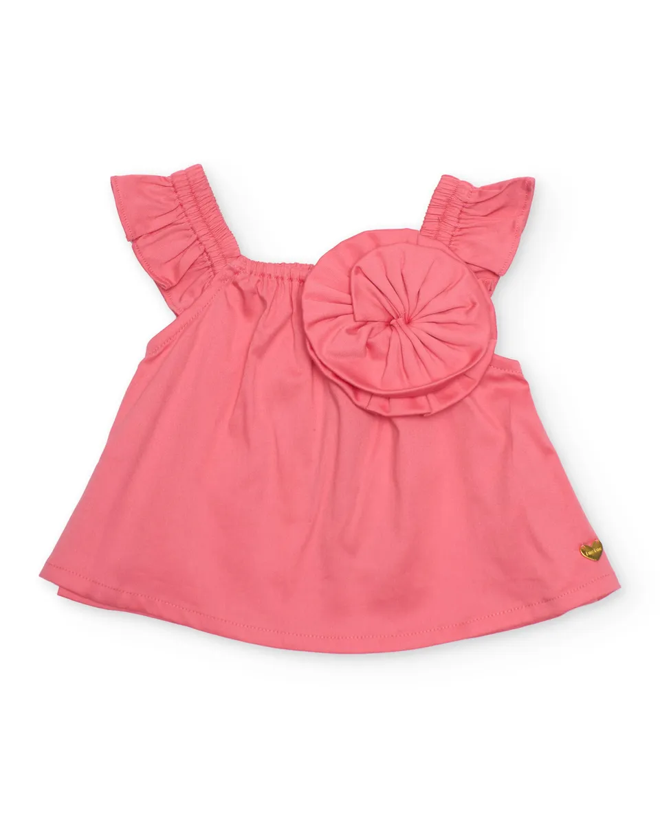 Tuc tuc blusa bambina tessuto fiore rosa