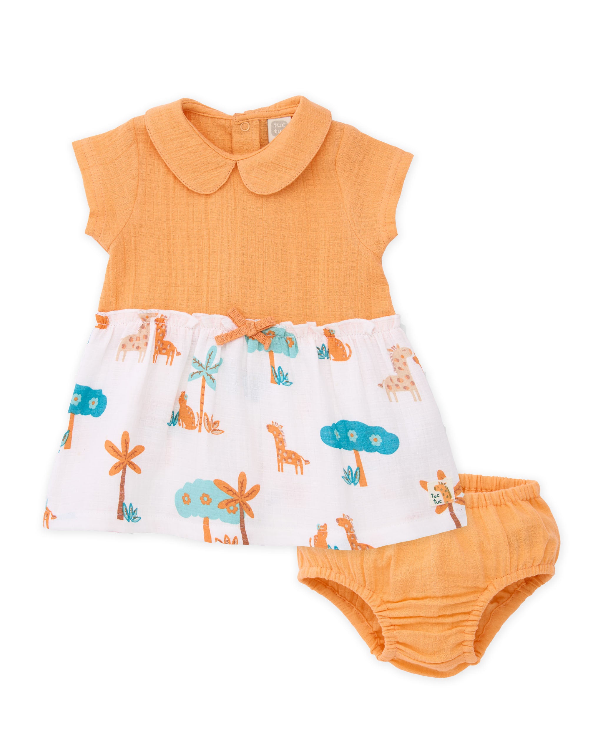 Tuc Tuc vestito neonata arancione giraffe con mutandina