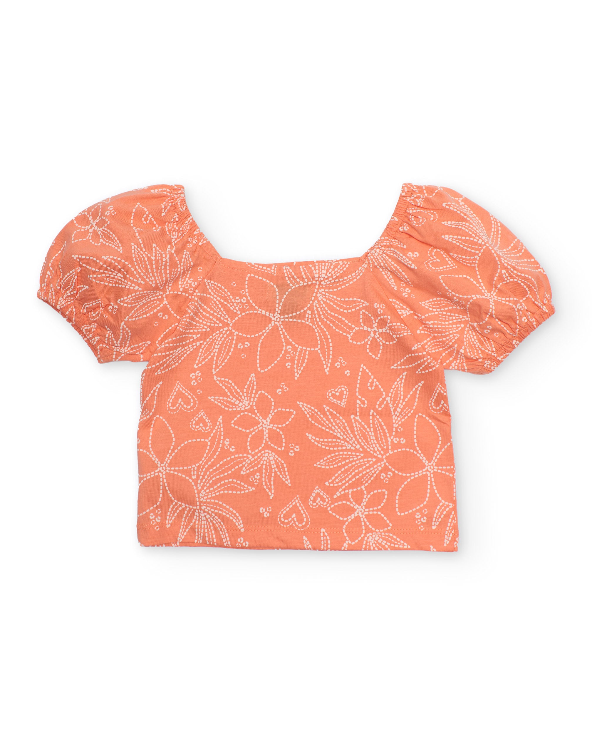 Tuc tuc maglietta bambina arancione fiori scollo quadrato