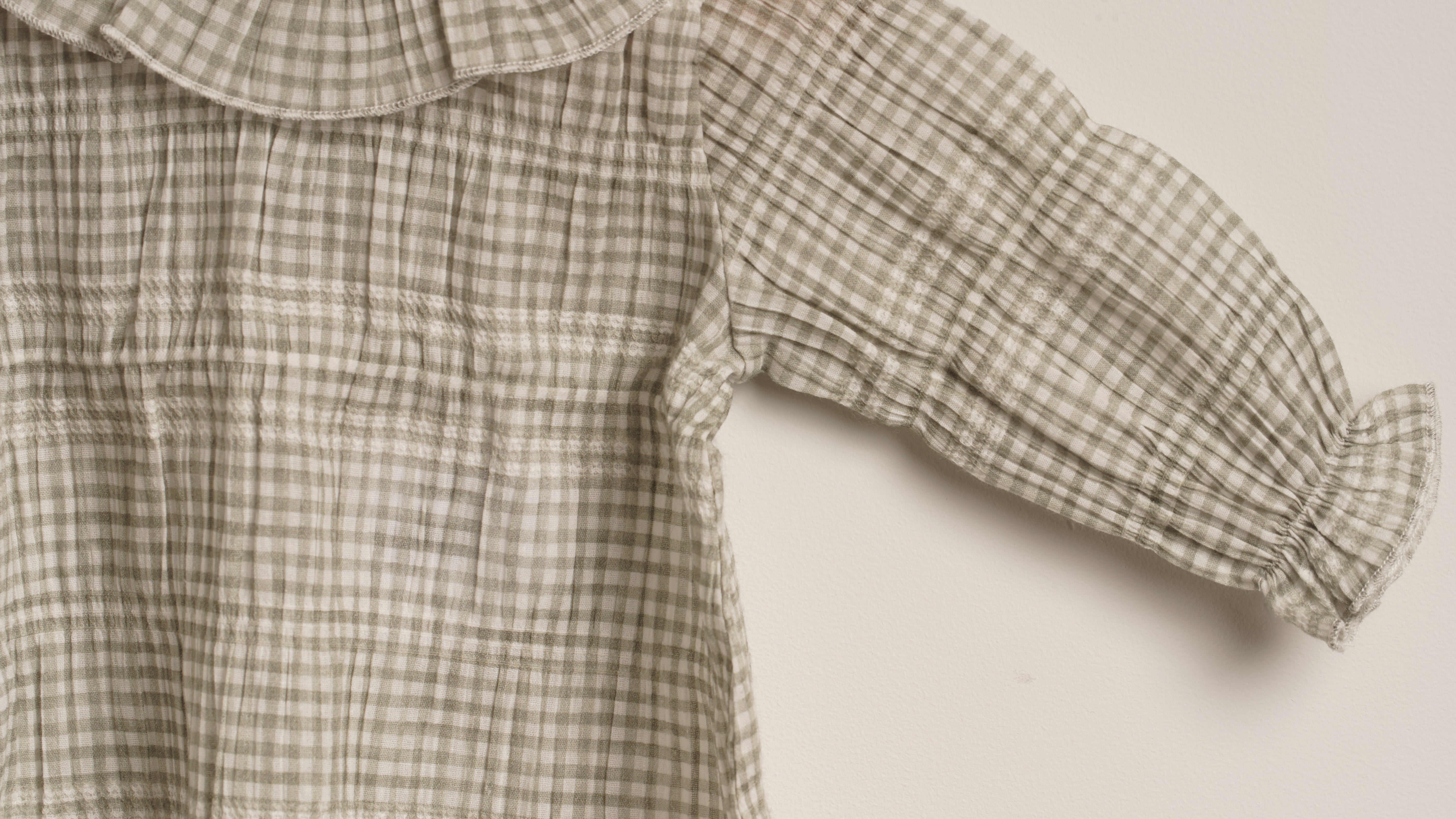 Mebi Vichy blusa neonata quadretti verdi cotone elasticizzato