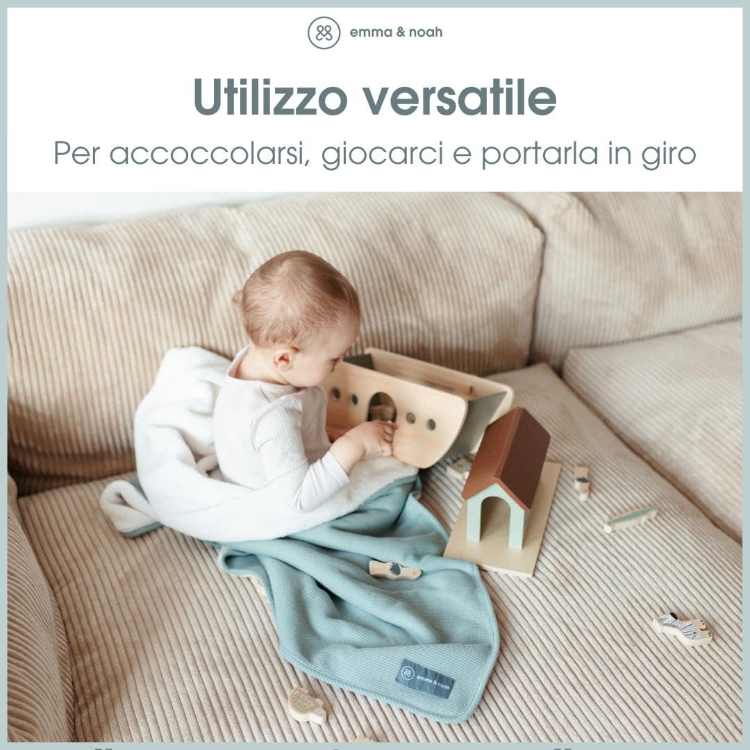 emma & noah Essential coperta neonato 95x75 Mint cotone bio